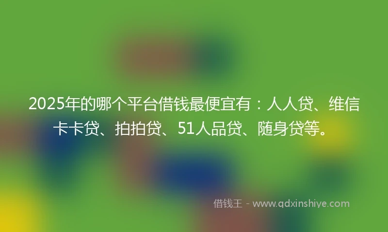 2025年的哪个平台借钱最便宜有：人人贷、维信卡卡贷、拍拍贷、51人品贷、随身贷等。