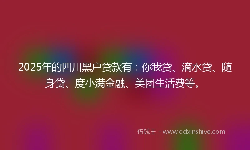 2025年的四川黑户贷款有：你我贷、滴水贷、随身贷、度小满金融、美团生活费等。