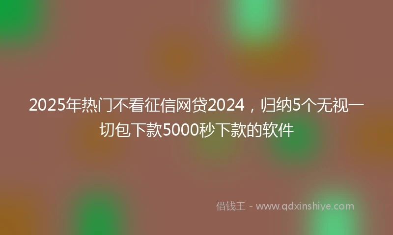 2025年热门不看征信网贷2024，归纳5个无视一切包下款5000秒下款的软件