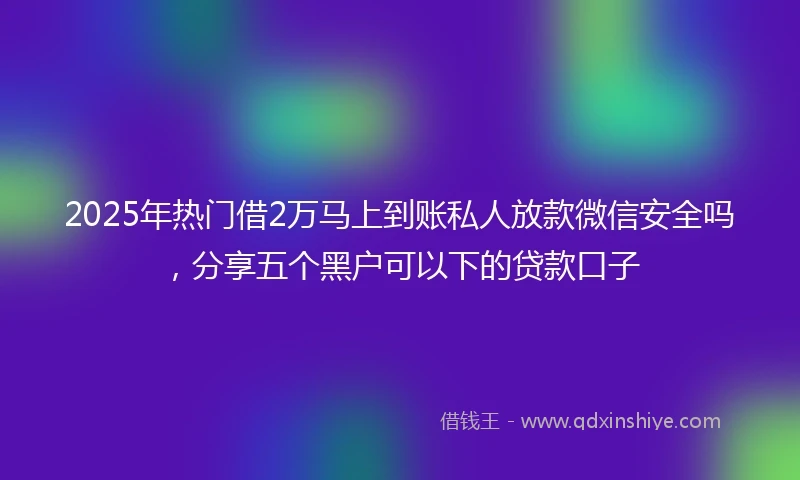 2025年热门借2万马上到账私人放款微信安全吗，分享五个黑户可以下的贷款口子