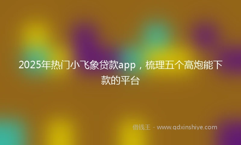 2025年热门小飞象贷款app，梳理五个高炮能下款的平台
