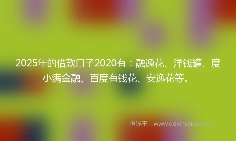 2025年的借款口子2020有：融逸花、洋钱罐、度小满金融、百度有钱花、安逸花等。