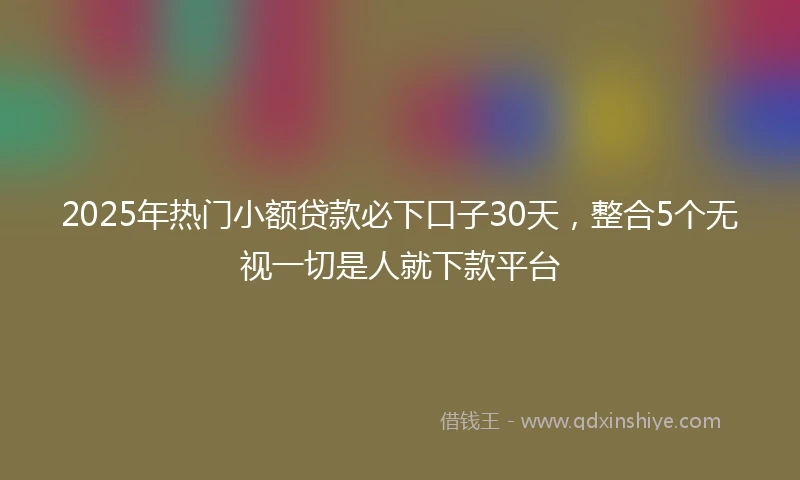 2025年热门小额贷款必下口子30天，整合5个无视一切是人就下款平台