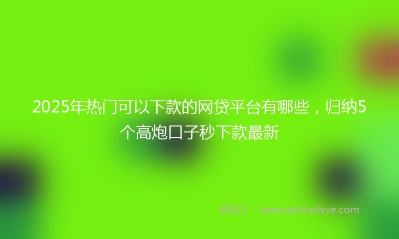 2025年热门可以下款的网贷平台有哪些,归纳5个高炮口子秒下款最新