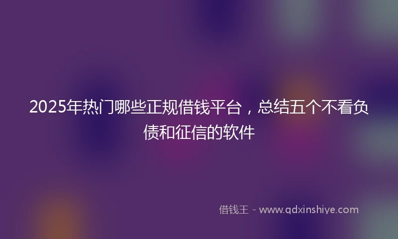 2025年热门哪些正规借钱平台，总结五个不看负债和征信的软件