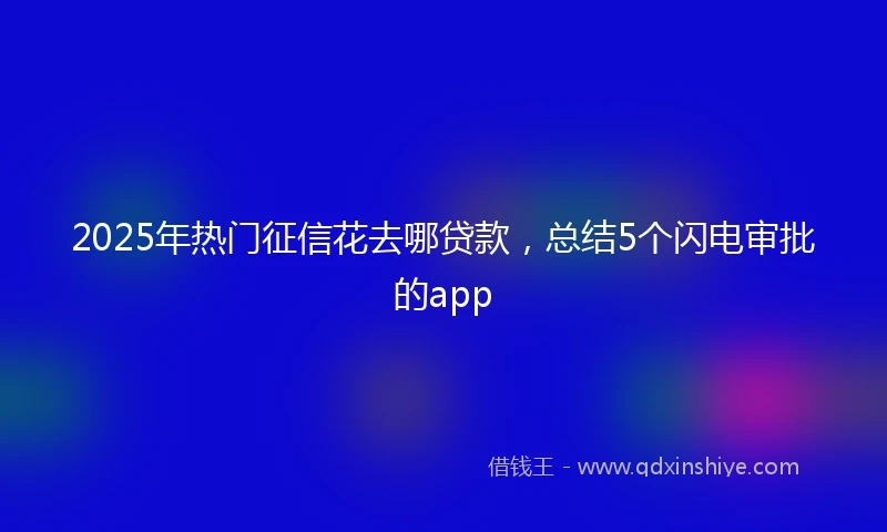 2025年热门征信花去哪贷款，总结5个闪电审批的app