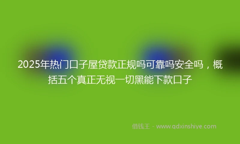 2025年热门口子屋贷款正规吗可靠吗安全吗，概括五个真正无视一切黑能下款口子
