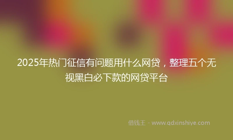 2025年热门征信有问题用什么网贷，整理五个无视黑白必下款的网贷平台