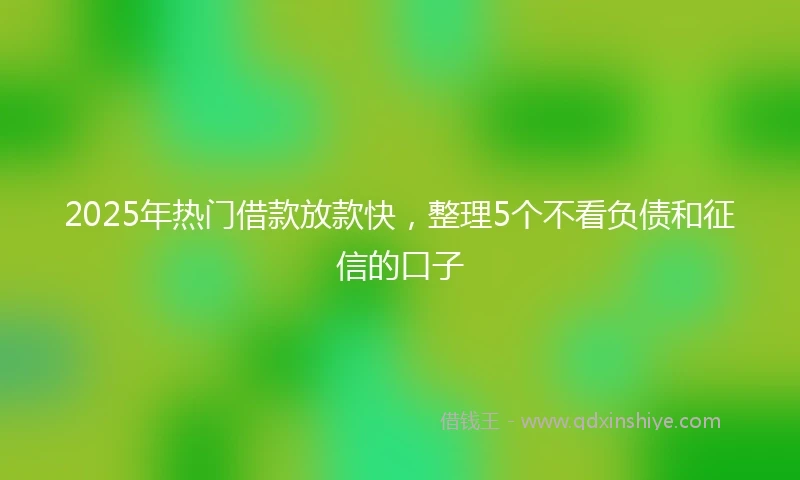 2025年热门借款放款快，整理5个不看负债和征信的口子
