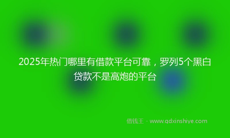 2025年热门哪里有借款平台可靠，罗列5个黑白贷款不是高炮的平台