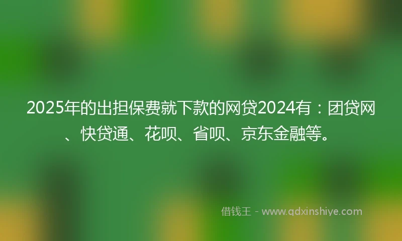 2025年的出担保费就下款的网贷2024有：团贷网、快贷通、花呗、省呗、京东金融等。
