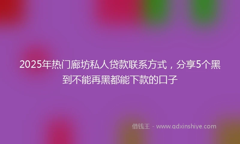 2025年热门廊坊私人贷款联系方式，分享5个黑到不能再黑都能下款的口子