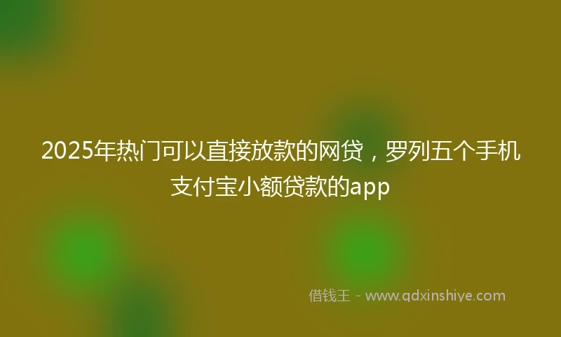 2025年热门可以直接放款的网贷，罗列五个手机支付宝小额贷款的app