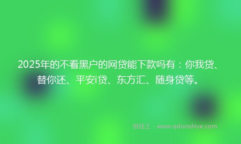 2025年的不看黑户的网贷能下款吗有：你我贷、替你还、平安i贷、东方汇、随身贷等。