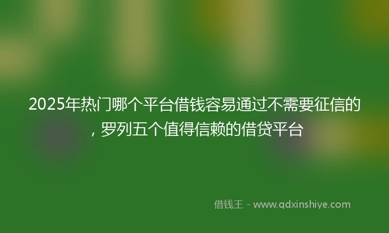2025年热门哪个平台借钱容易通过不需要征信的，罗列五个值得信赖的借贷平台