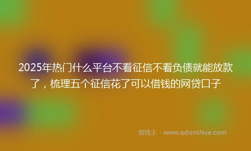 2025年热门什么平台不看征信不看负债就能放款了，梳理五个征信花了可以借钱的网贷口子