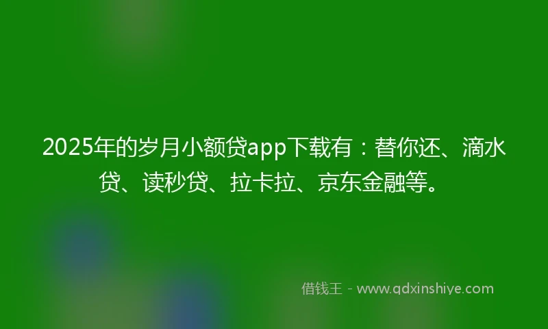 2025年的岁月小额贷app下载有：替你还、滴水贷、读秒贷、拉卡拉、京东金融等。