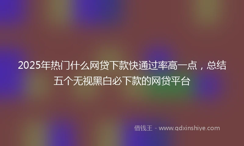 2025年热门什么网贷下款快通过率高一点，总结五个无视黑白必下款的网贷平台