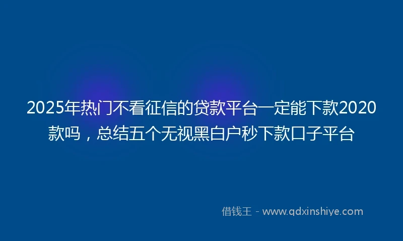 2025年热门不看征信的贷款平台一定能下款2020款吗，总结五个无视黑白户秒下款口子平台
