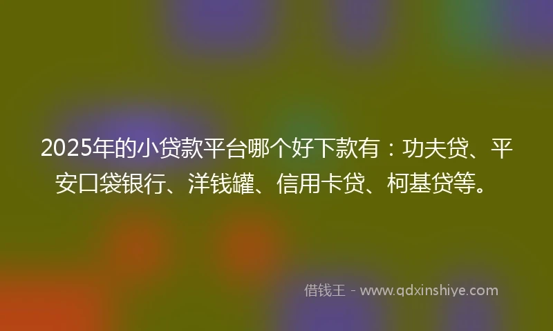 2025年的小贷款平台哪个好下款有：功夫贷、平安口袋银行、洋钱罐、信用卡贷、柯基贷等。