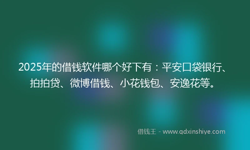 2025年的借钱软件哪个好下有：平安口袋银行、拍拍贷、微博借钱、小花钱包、安逸花等。