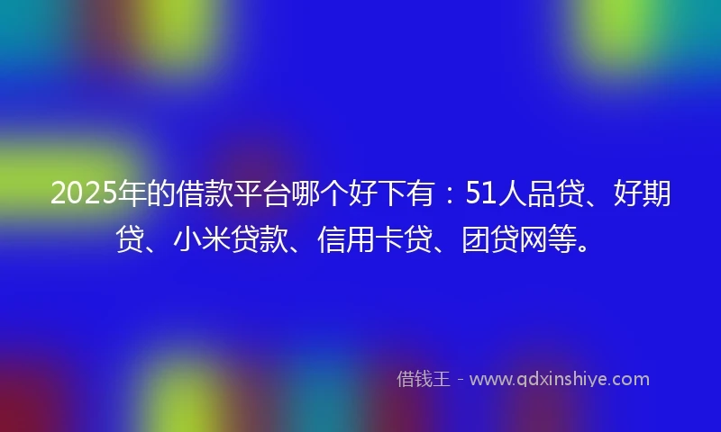 2025年的借款平台哪个好下有：51人品贷、好期贷、小米贷款、信用卡贷、团贷网等。