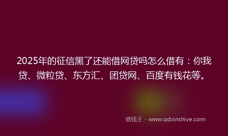 2025年的征信黑了还能借网贷吗怎么借有：你我贷、微粒贷、东方汇、团贷网、百度有钱花等。