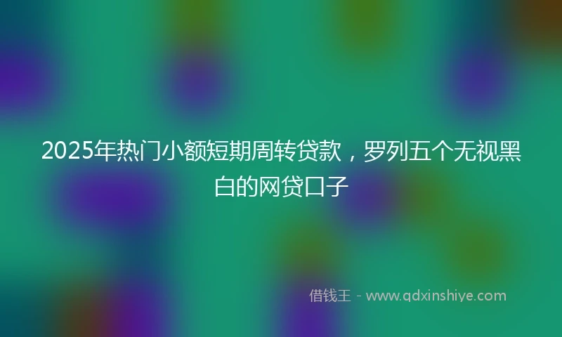 2025年热门小额短期周转贷款，罗列五个无视黑白的网贷口子