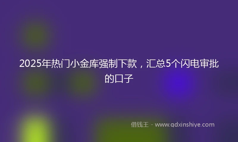 2025年热门小金库强制下款，汇总5个闪电审批的口子