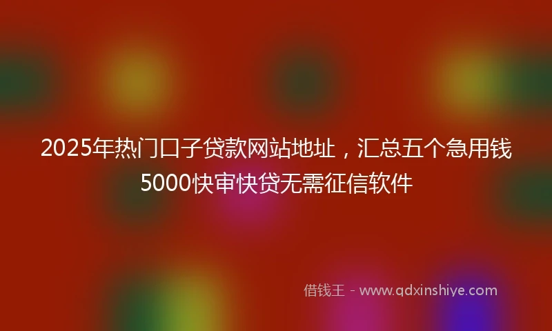 2025年热门口子贷款网站地址，汇总五个急用钱5000快审快贷无需征信软件