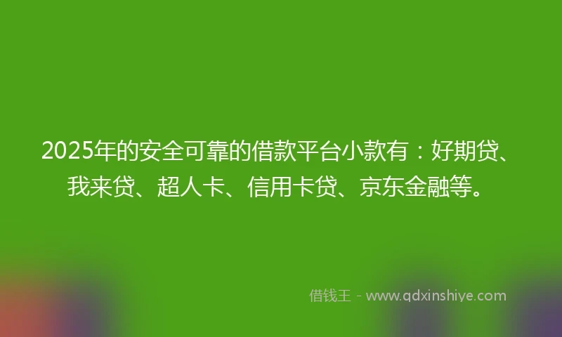2025年的安全可靠的借款平台小款有：好期贷、我来贷、超人卡、信用卡贷、京东金融等。