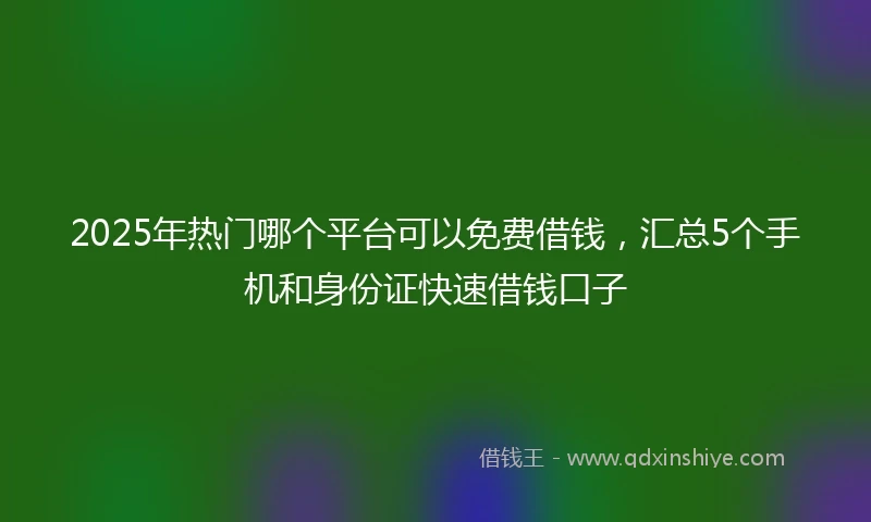 2025年热门哪个平台可以免费借钱，汇总5个手机和身份证快速借钱口子