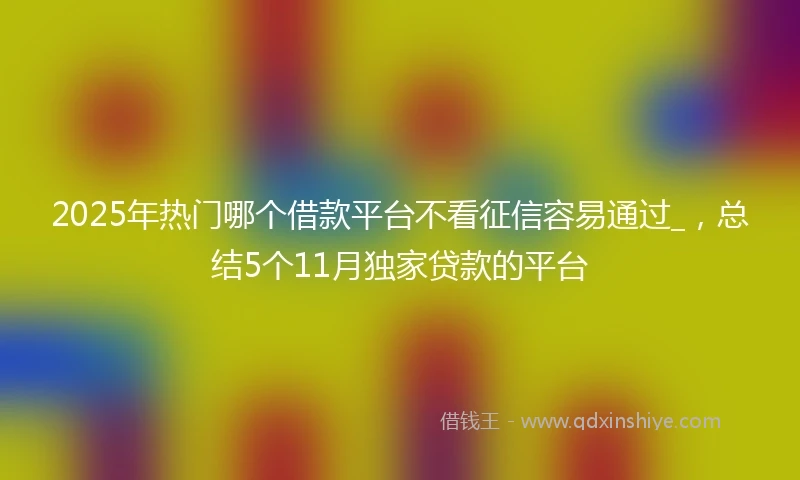 2025年热门哪个借款平台不看征信容易通过_，总结5个11月独家贷款的平台