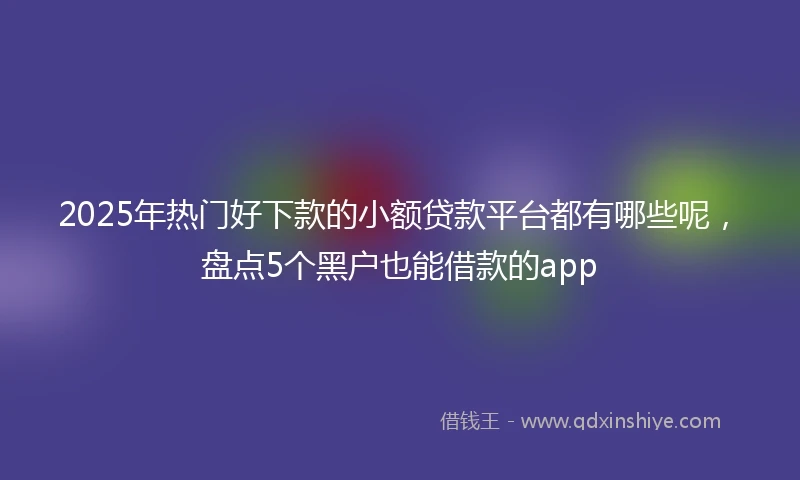 2025年热门好下款的小额贷款平台都有哪些呢，盘点5个黑户也能借款的app