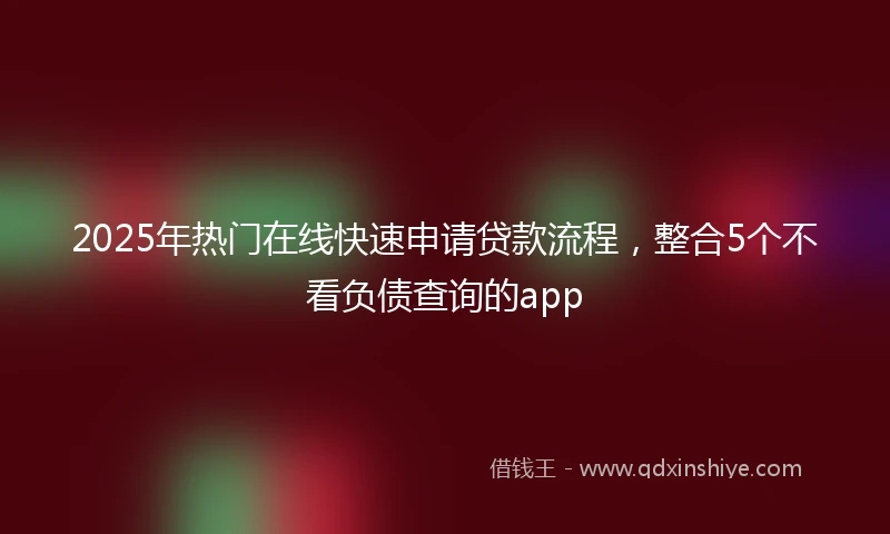 2025年热门在线快速申请贷款流程，整合5个不看负债查询的app