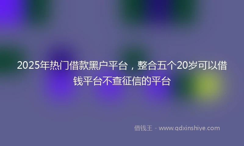 2025年热门借款黑户平台，整合五个20岁可以借钱平台不查征信的平台