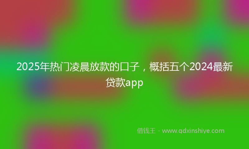 2025年热门凌晨放款的口子，概括五个2024最新贷款app