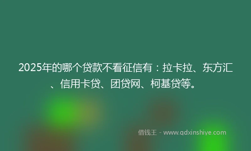2025年的哪个贷款不看征信有：拉卡拉、东方汇、信用卡贷、团贷网、柯基贷等。