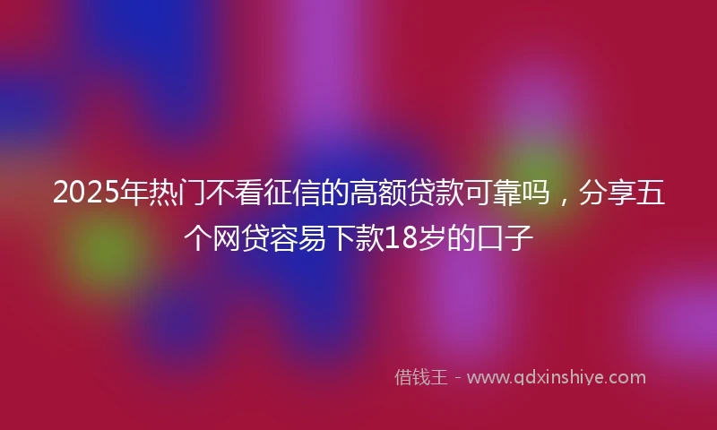 2025年热门不看征信的高额贷款可靠吗，分享五个网贷容易下款18岁的口子