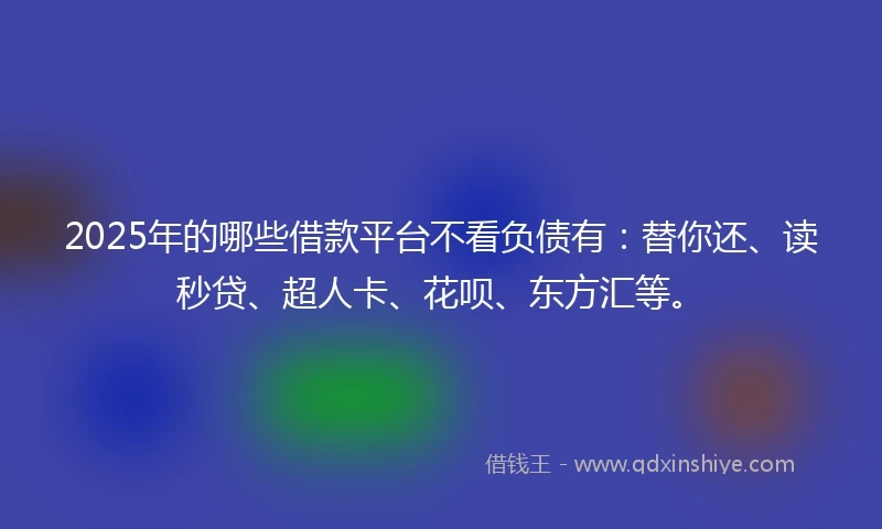 2025年的哪些借款平台不看负债有：替你还、读秒贷、超人卡、花呗、东方汇等。