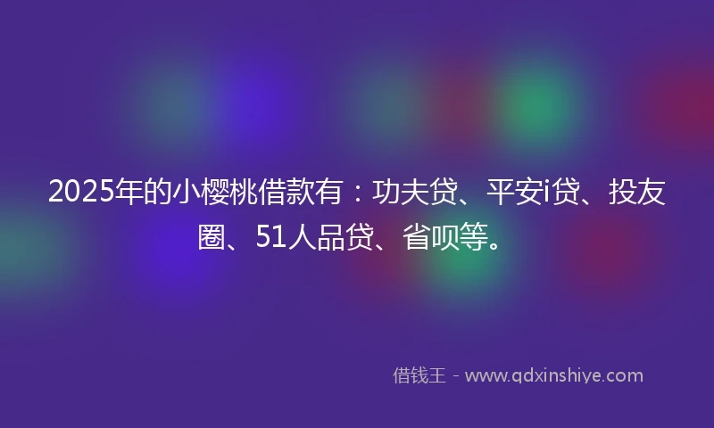 2025年的小樱桃借款有：功夫贷、平安i贷、投友圈、51人品贷、省呗等。