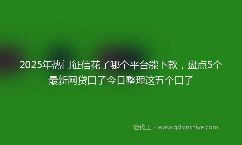 2025年热门征信花了哪个平台能下款，盘点5个最新网贷口子今日整理这五个口子
