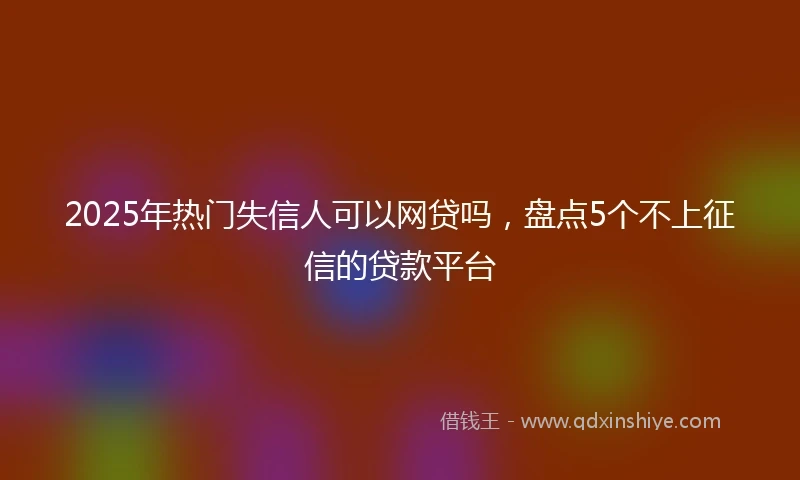 2025年热门失信人可以网贷吗，盘点5个不上征信的贷款平台