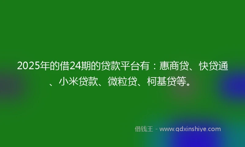 2025年的借24期的贷款平台有：惠商贷、快贷通、小米贷款、微粒贷、柯基贷等。
