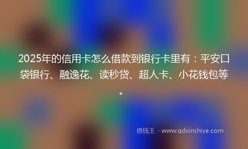 2025年的信用卡怎么借款到银行卡里有：平安口袋银行、融逸花、读秒贷、超人卡、小花钱包等。
