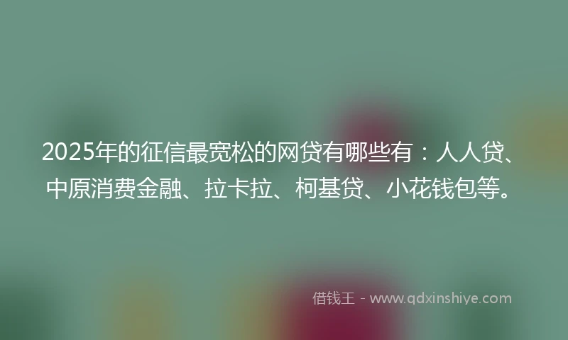 2025年的征信最宽松的网贷有哪些有：人人贷、中原消费金融、拉卡拉、柯基贷、小花钱包等。