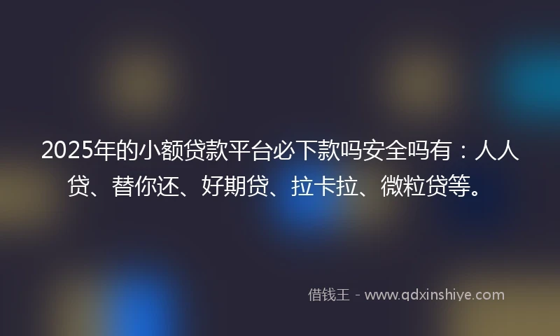 2025年的小额贷款平台必下款吗安全吗有：人人贷、替你还、好期贷、拉卡拉、微粒贷等。