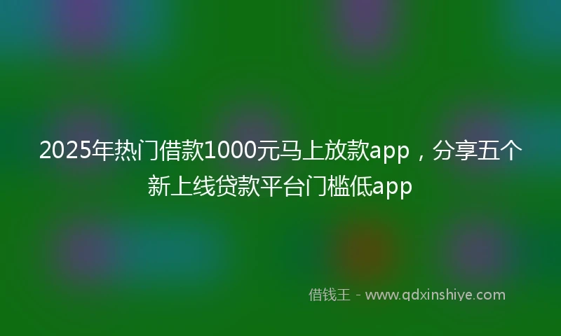2025年热门借款1000元马上放款app，分享五个新上线贷款平台门槛低app