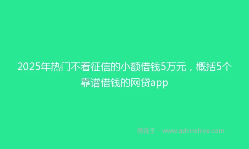 2025年热门不看征信的小额借钱5万元，概括5个靠谱借钱的网贷app