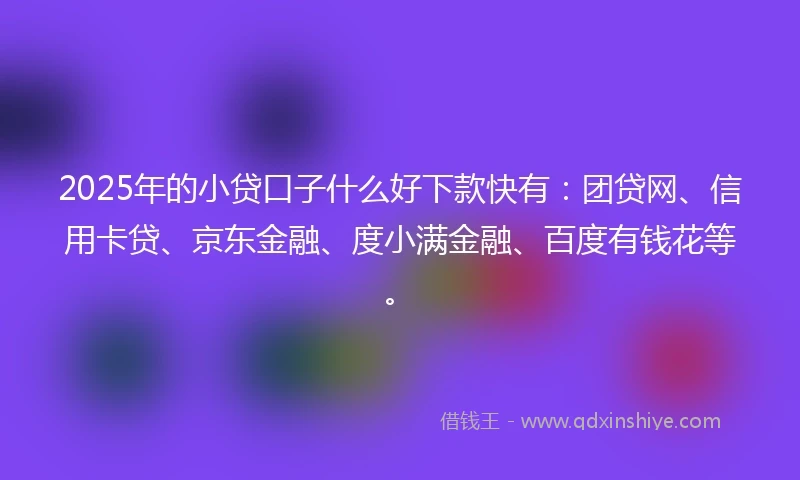 2025年的小贷口子什么好下款快有：团贷网、信用卡贷、京东金融、度小满金融、百度有钱花等。
